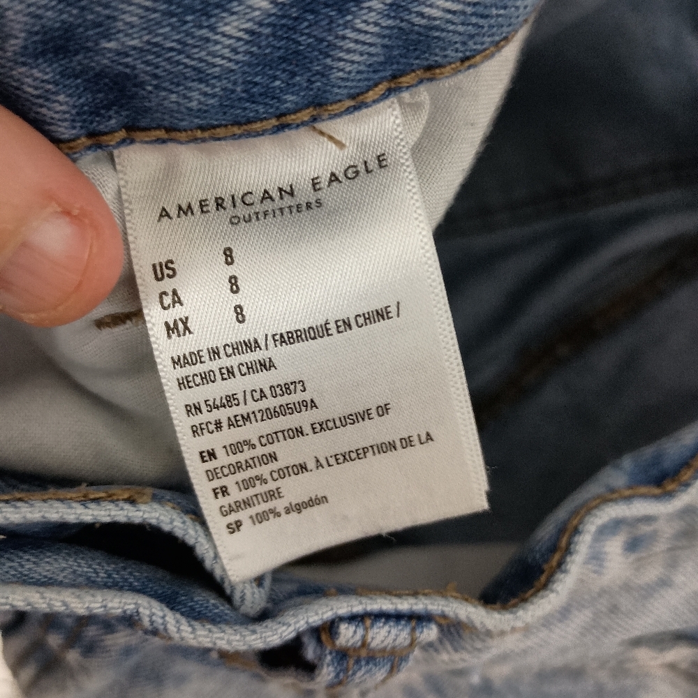 2/$30 American Eagle Grunge,Distressed,Holy,Edgy Blue Denim Booty Shorts(#1,449) - Picture 3 of 5